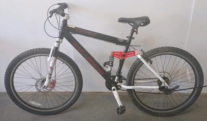 Genesis V2100 Full Suspension Mountain Bike, 21-Speed, 26" Wheels, Shimano Components, Black/Red