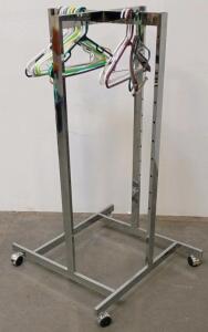 Chrome Rolling Commercial Garment Rack, 24"x24"x65", Steel Frame,