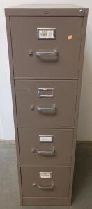 4-Drawer Vertical Metal Filing Cabinet, Lockable, 52" x 15" x 25", Taupe/Brown