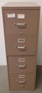 4-Drawer Metal Vertical Filing Cabinet, Letter-Size, Brown, Approx. 52"x15"x28"