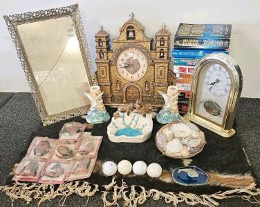 Vintage Mission-Style Wall Clock, Bulova Mantel Clock, Mixed Decor (20+pcs)