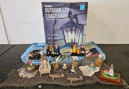 Koda Outdoor LED Coach Light 800 Lumens, Dusk-To-Dawn, Black, Cast Aluminum, ENERGY STAR, And Lighthouse Themed Home Decor