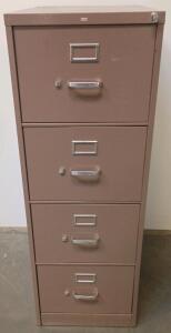 4-Drawer Vertical Metal Filing Cabinet, Lockable with 370T Cylinder, 52"x15"x25", Brown