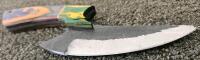 Custom Fixed Blade Skinner Knife With Tooled Leather Sheath, 4" Carbon Steel Blade, Mosaic Pin Handle - 2