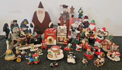 Vintage Christmas Ornaments & Decor: Campbell&rsquo;s 2005, NFL Santa, Wood Santas, 30+ Pcs