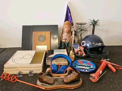 Chicago Bears Franklin Helmet, Navy Sports Plaque, TEAC RE-1002 Reels, 1970s-80s Collectibles