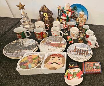 Vintage Christmas Collector Plates, Mugs, Figurines & Ornaments, Avon/Enesco, 25+ Pieces