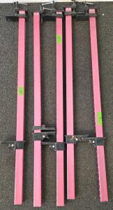 Set Of 4 Steel 48-Inch Bar Clamps, Pink/Red, Quick-Release Jaws