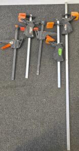 Set Of Irwin EZ-Move II Quick-Grip Bar Clamps, Removable Pads