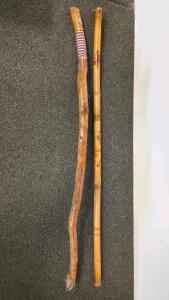 Handcrafted Veteran Wooden Walking Stick & Bamboo Walking Stick Set (FL-13)