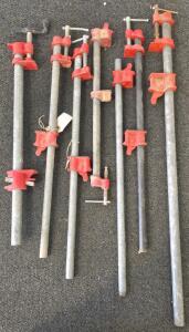 Heavy Duty Pipe Clamps, Red Cast Iron Jaws, T Handle, Steel Pipes