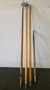 Roof Hook Fireman Pike Poles, Spear Tip & Double Hook, Wood Handle, Metal End Caps (FL-13)