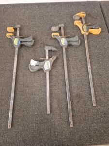 IRWIN QUICK-GRIP 24" Bar Clamps, Set Of 4, 300 lbs Clamping Force, One-Handed Operation