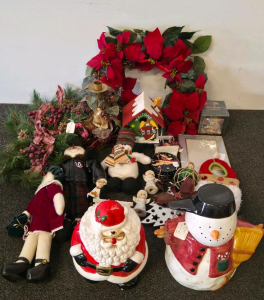 Christmas Decor &ndash; Santa & Snowman Cookie Jars, Plush Snowmen, Wreaths, Ornaments