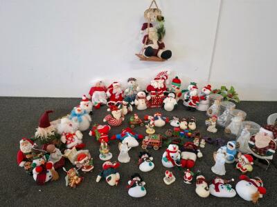 Christmas Ornaments & Figurines&mdash;Santa, Snowmen, Angels, Plush & Ceramic&mdash;50+ Pcs