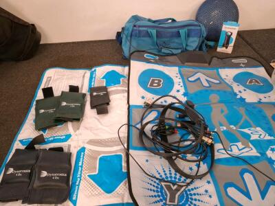 Konami Wii Dance Pad Set With Dynatronics Weights, Dimension Bike Stem, Balance Cushion & Bag