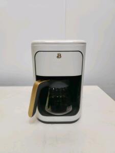 Beautiful By Drew Barrymore 14-Cup Programmable Drip Coffee Maker, Touchscreen, White/Gold, Model 16931