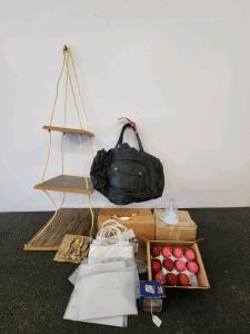 Rope Shelf, Leather Bag, Disney Clock, New Handles, Nativity, Candles, Bags (Shelf A)