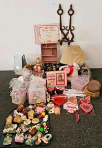Assorted Decorative Collectibles & Home Decor &ndash; 50+ Items, Mixed Materials, Holiday Themes (Lamp Functional)