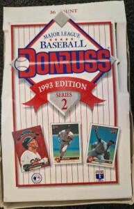 1993 Donruss Baseball Cards Series 2 &ndash; Original Box, ~500 Loose Cards, Dante Bichette, Eric Davis