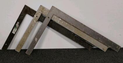 Steel Carpenter&rsquo;s Squares Set &ndash; 24" x 16" Hardened Steel, Inch Graduation, 4Pcs