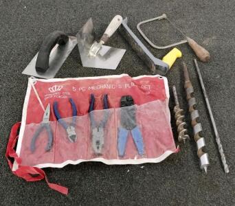 King 5-Piece Plier Set, HDX Notched Trowel, Large Auger Bits, Masonry & Carpentry Tools
