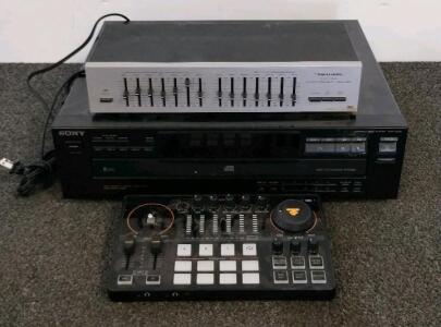 Sony CDP-C235 5-Disc CD Player 877758, MaonoCaster AM100 Controller, Realistic 7-Band Equalizer (Unable To Power On/May Need Repairs)
