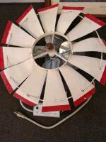 Attic/Barn Ventilation Fan With 18" Blade, Thermostat & Humidistat Control, Steel Housing (Powered On), Wall Art, Windmill Blade, Yard Decor, Sprinkler, And Large Shovel - 2