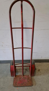 Steel Hand Truck Dolly, 600 lb Capacity, 10" Wheels, Loop Handle, Red, 48" Tall
