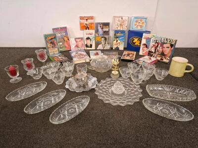 Elvis Presley Memorabilia & Vintage Pressed Glassware Collection, 40+ Pieces, 1960s&ndash;2000s