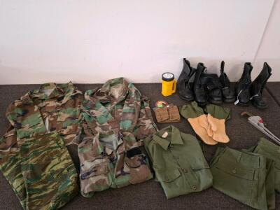 Military Surplus OG-107 Uniforms, BDU/Tigerstripe Camo, Combat Boots US 8R/Euro 42, Accessories