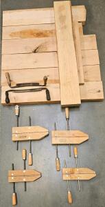 Woodworking Kit With 2 Drawknives, 4 Jorgensen 10&rdquo; Clamps, Assorted Hardwood Lumber (Bolts Tested And Work)