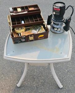 Sears Craftsman 315.174731 Electronic Router Multi-Speed USA, Incl (Tested, Works), Plano Tool Box With Tackle, A132, Small Glass And Metal Table