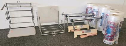 Kwik Lok Bagging Station Kit &ndash; 2 Dispensers, 2 Racks, 7 Rolls 11" Bread/Produce Bags, Stainless