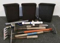 Garden And Household Tools: Wastebaskets, Bona Mop, Brush, Gardening Tools, PVC Manifold