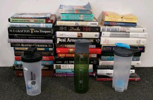 37 Assorted Hardcover Books, And 3 Shaker/Water Bottles (BlenderBottle, Contigo 24&ndash;28Oz)