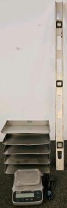 Acculab Vicon Precision Scale (Functional) LIT-NING Stainless Tray Rack (5 Trays), 48" Aluminum Level (End Of Row)