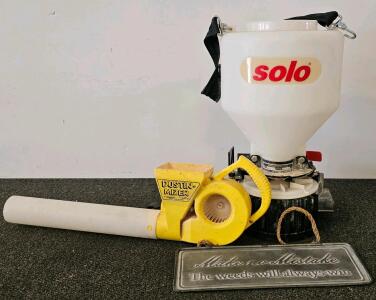 Solo 2-Gallon Powder Duster & Dustin-Mizer 1-Quart Manual Powder Applicator Garden Tools, "The Weeds Always Win" Sign