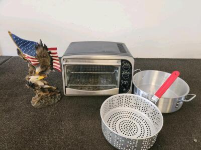GE Countertop Toaster Oven (Tested and Powers On) And Collector's Eagle Statue