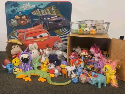Massive Mixed Kids Toy Lot w/ Disney Cars Folding Table, My Little Pony, Plush, Figures, Funko