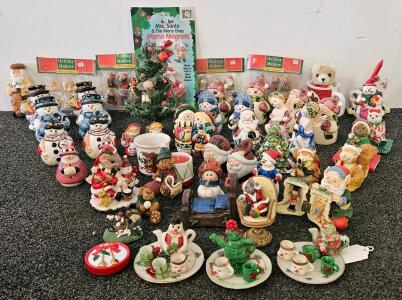 Large Lot Christmas Figurines & Ornaments, 10+ salt and pepper shakers, Holiday Makers, Polyresin, 60+ Pieces, 1990s&ndash;2000s (m)