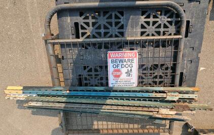 Metal Fence Panel (4 ft x 6 ft) with 8 Steel T-Posts and 'Beware of Dog' Sign