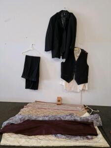 Web cam. Perry Ellis Evening Men's Black Tuxedo Set 2XL Jacket 34x34 Pants Vest Shirt Cummerbunds, curtains