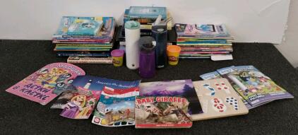 Large Lot of 35 Children&rsquo;s Books, Activity Sets, Play-Doh, Wooden Puzzle, Disney & Bluey Included (section A)