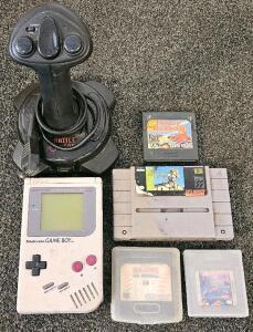 Nintendo Game Boy w/ 4 Games, Battle Gear Joystick, SNES & Game Gear Cartridges
