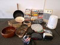 Vicks humidifier ( powered on( holmes heater( powered on) Decorative Metal Wire Fruit Bread Basket, Unique Pottery, Alarm Clocks, Wok, Frying Pan, VHS Tapes, And More