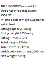 1000lbs Two-Post Lift (Blue) - 2