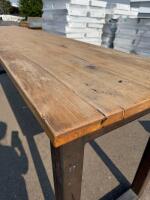 Industrial-Style Reclaimed Wood Table with Metal Frame, Approx. 95 x 30 in - 3