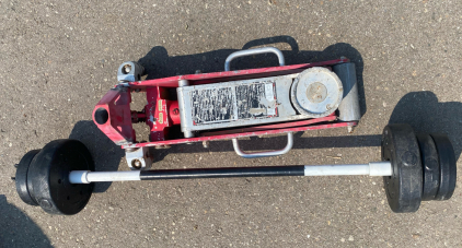 Crest Hydraulic Floor Jack, 2.5-3 Ton Capacity, Steel Construction, Red/Silver