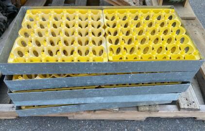 Commercial Egg Incubator Trays, 42-Egg Capacity, Stackable, Yellow Plastic with Metal Frames